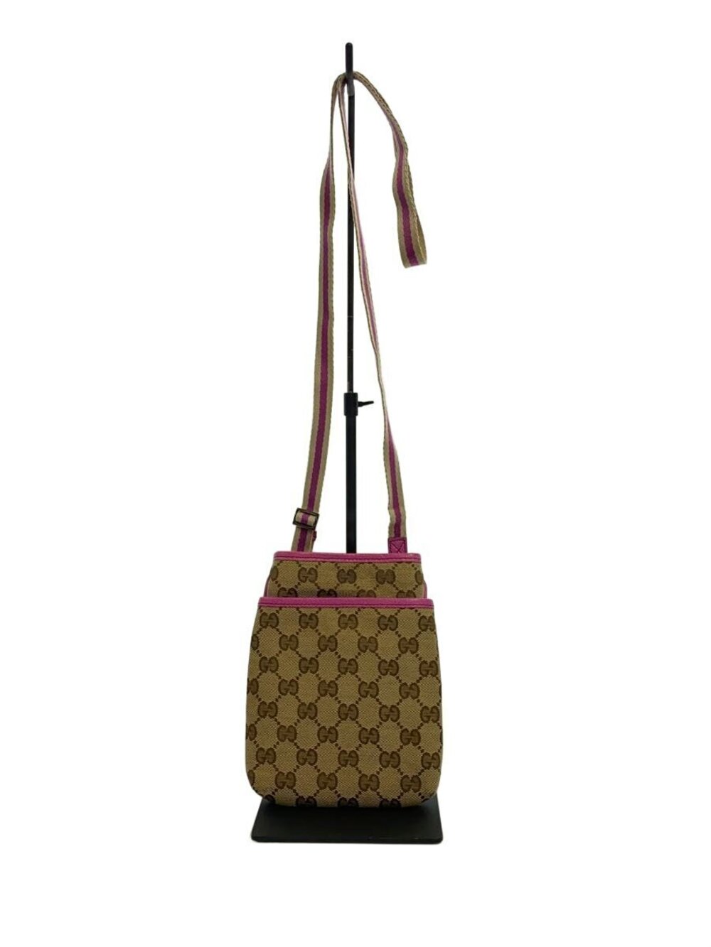 Gucci GG Canvas messenger shoulder bag brown pink